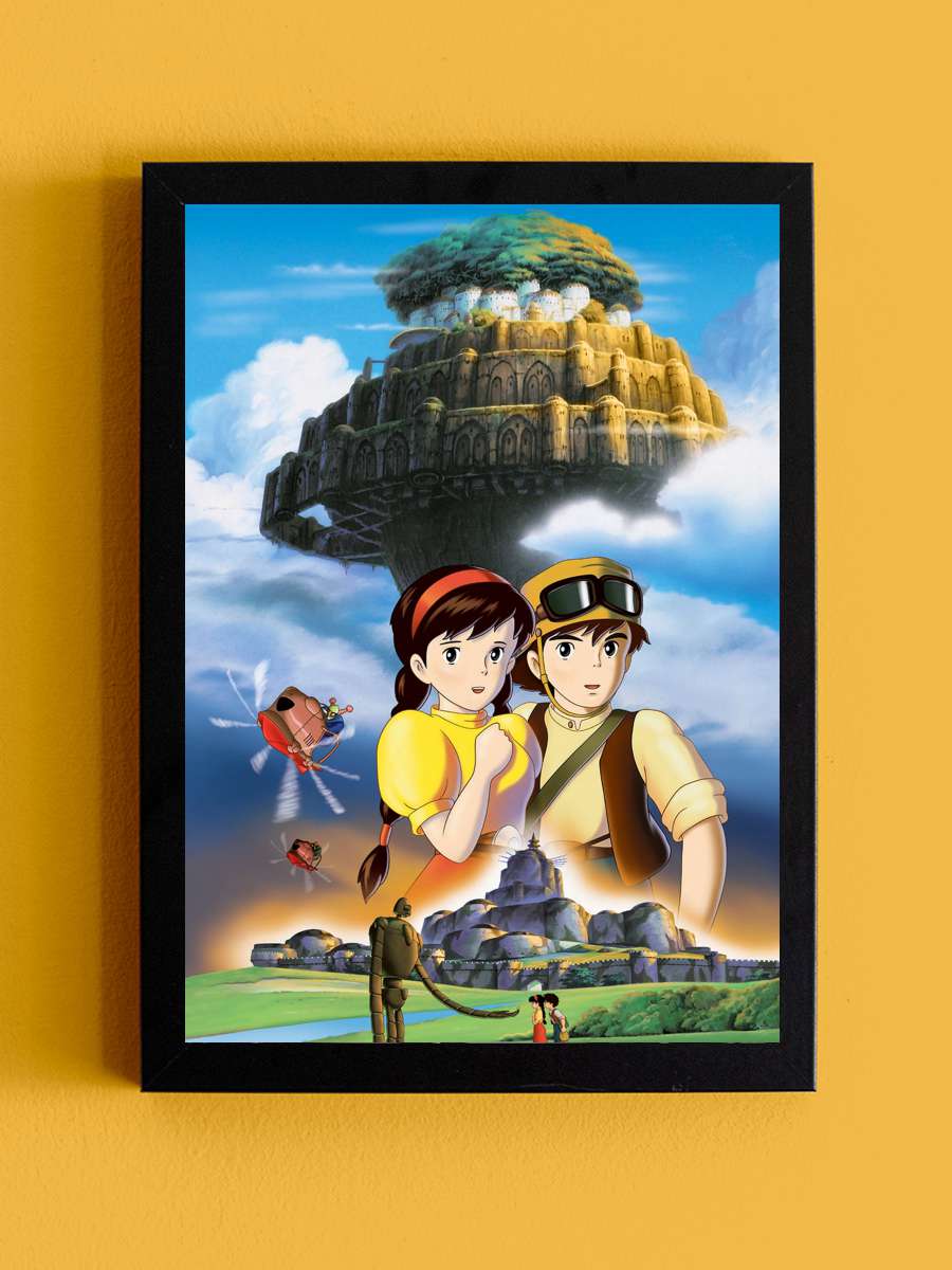 Gökteki Kale - 天空の城ラピュタ Film Tablo Siyah Çerçeveli Film Poster Afiş Tablo