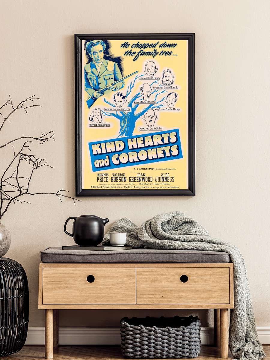 Yumuşak Kalpler - Kind Hearts and Coronets Film Tablo Siyah Çerçeveli Film Poster Afiş Tablo