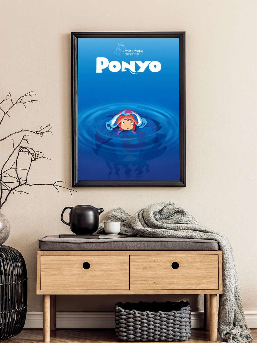 Küçük Deniz Kızı Ponyo - 崖の上のポニョ Film Tablo Siyah Çerçeveli Film Poster Afiş Tablo