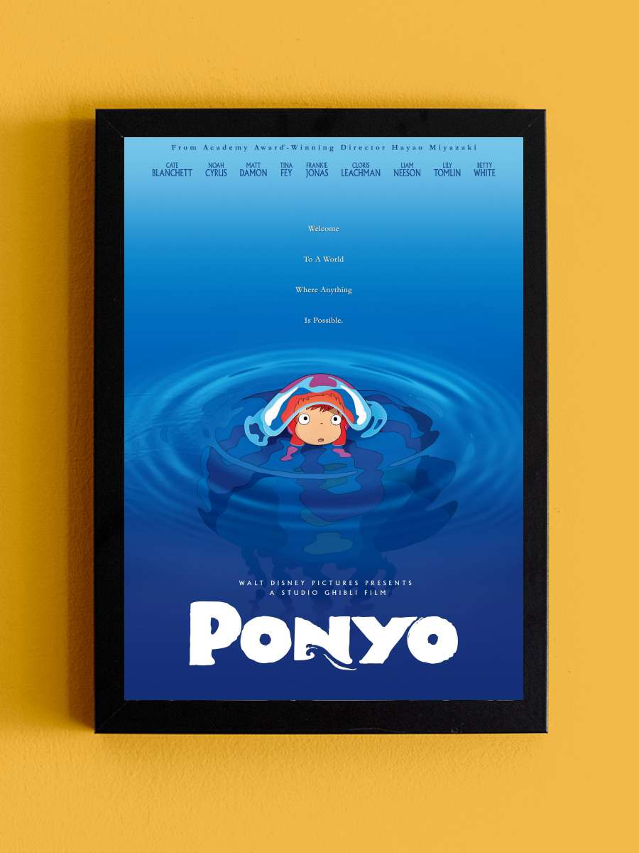 Küçük Deniz Kızı Ponyo - 崖の上のポニョ Film Tablo Siyah Çerçeveli Film Poster Afiş Tablo