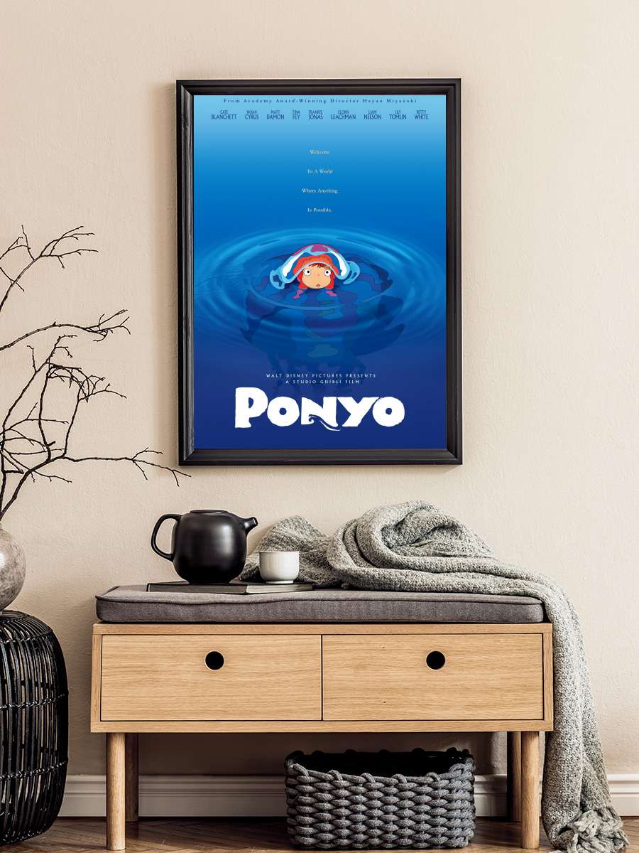 Küçük Deniz Kızı Ponyo - 崖の上のポニョ Film Tablo Siyah Çerçeveli Film Poster Afiş Tablo