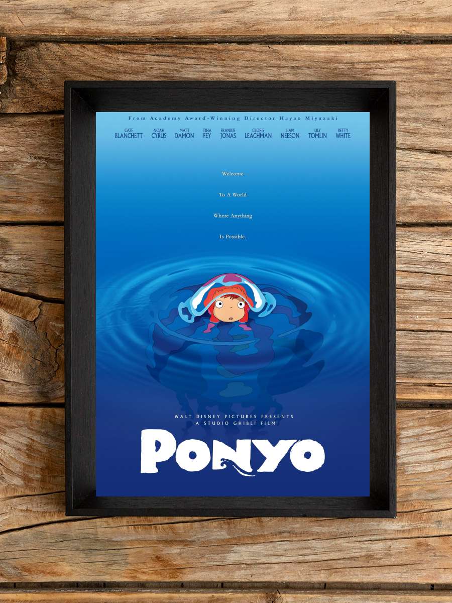 Küçük Deniz Kızı Ponyo - 崖の上のポニョ Film Tablo Siyah Çerçeveli Film Poster Afiş Tablo