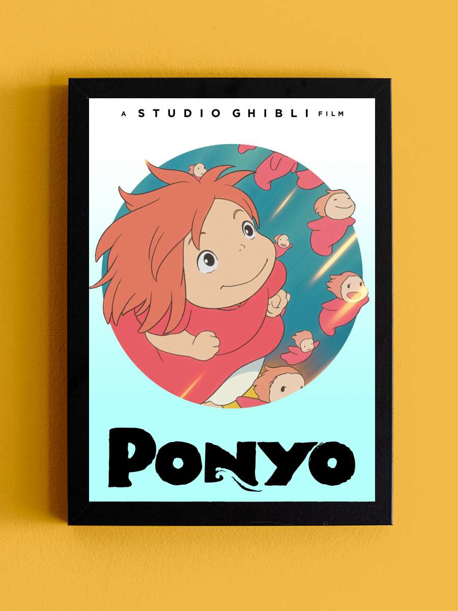 Küçük Deniz Kızı Ponyo - 崖の上のポニョ Film Tablo Siyah Çerçeveli Film Poster Afiş Tablo