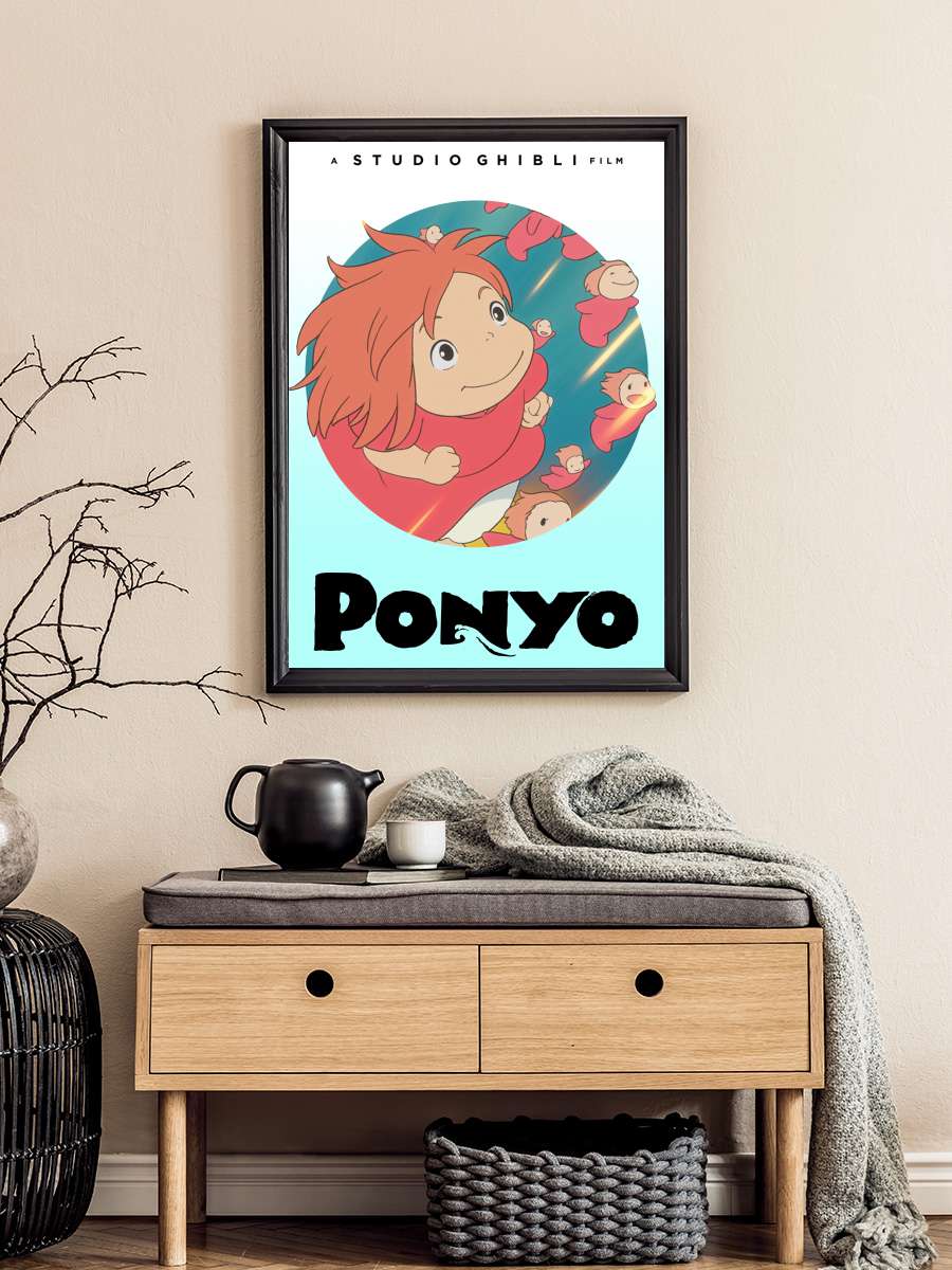 Küçük Deniz Kızı Ponyo - 崖の上のポニョ Film Tablo Siyah Çerçeveli Film Poster Afiş Tablo