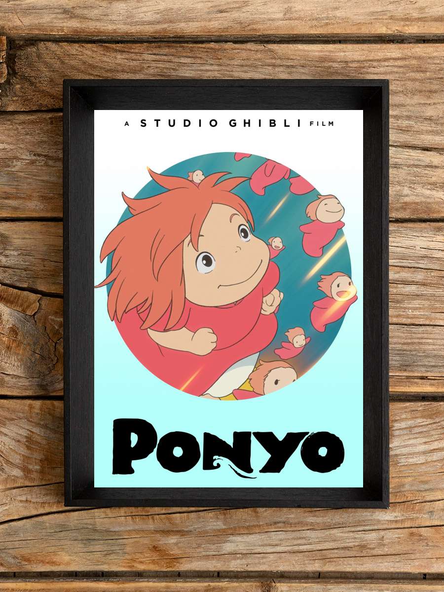 Küçük Deniz Kızı Ponyo - 崖の上のポニョ Film Tablo Siyah Çerçeveli Film Poster Afiş Tablo