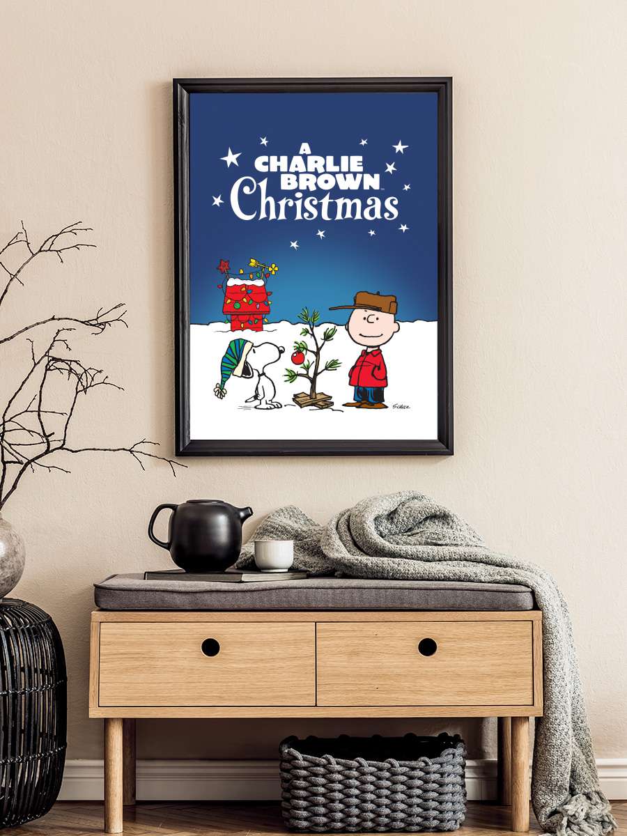 Charlie Brown Noeli - A Charlie Brown Christmas Film Tablo Siyah Çerçeveli Film Poster Afiş Tablo