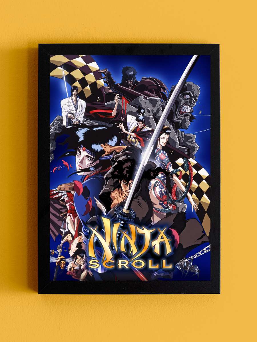 Ninja Scroll - 獣兵衛忍風帖 Film Tablo Siyah Çerçeveli Film Poster Afiş Tablo