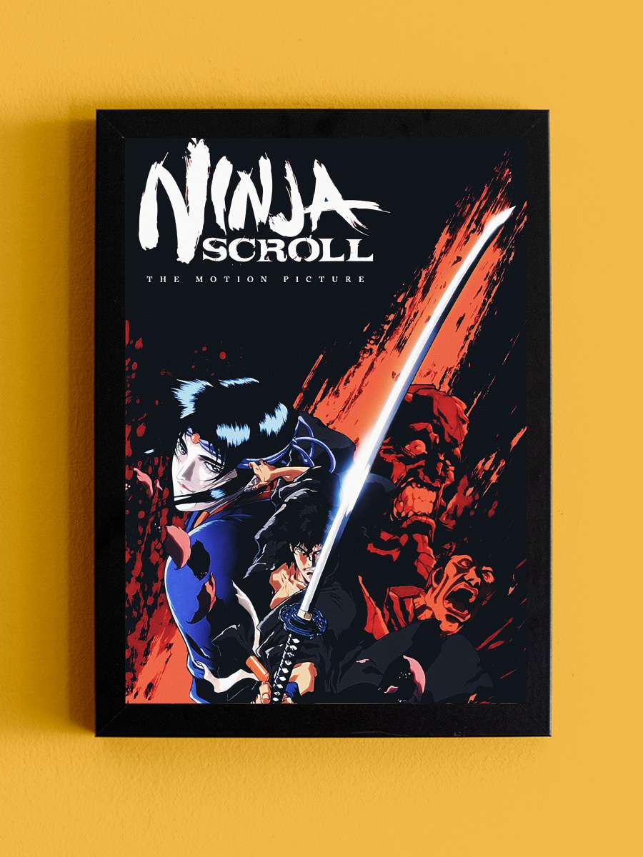 Ninja Scroll - 獣兵衛忍風帖 Film Tablo Siyah Çerçeveli Film Poster Afiş Tablo