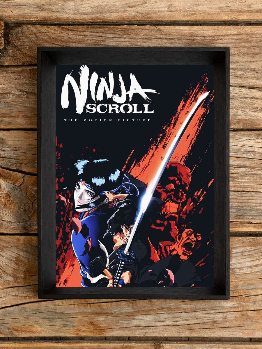 Ninja Scroll - 獣兵衛忍風帖 Film Tablo Siyah Çerçeveli Film Poster Afiş Tablo