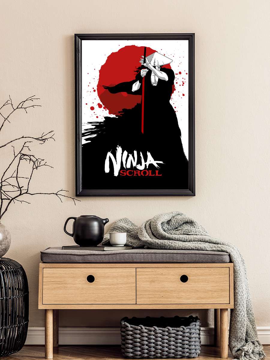 Ninja Scroll - 獣兵衛忍風帖 Film Tablo Siyah Çerçeveli Film Poster Afiş Tablo