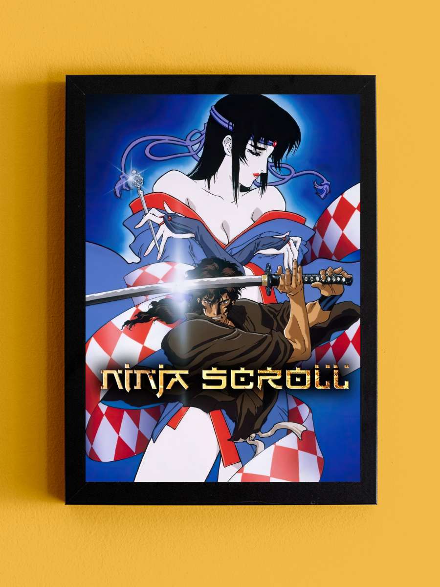 Ninja Scroll - 獣兵衛忍風帖 Film Tablo Siyah Çerçeveli Film Poster Afiş Tablo