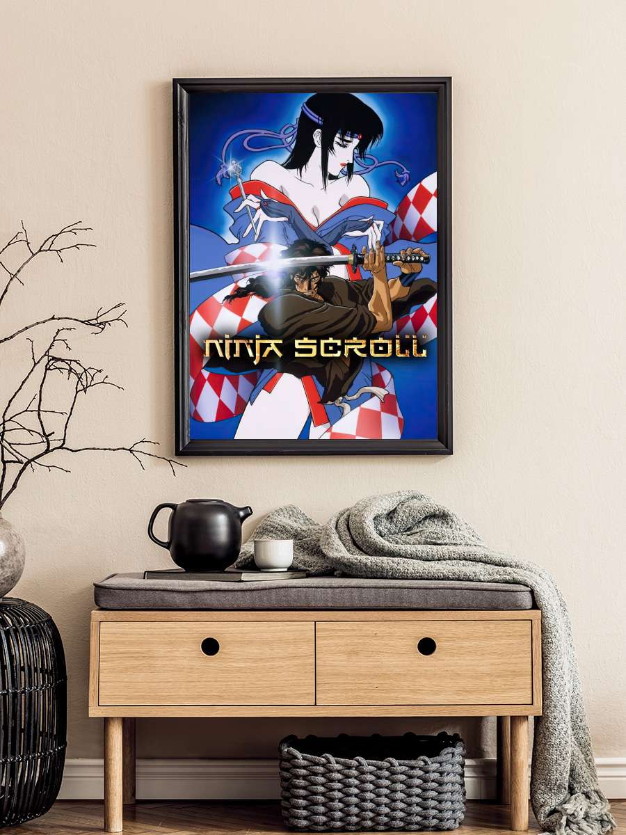 Ninja Scroll - 獣兵衛忍風帖 Film Tablo Siyah Çerçeveli Film Poster Afiş Tablo