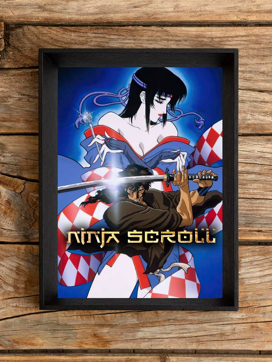 Ninja Scroll - 獣兵衛忍風帖 Film Tablo Siyah Çerçeveli Film Poster Afiş Tablo