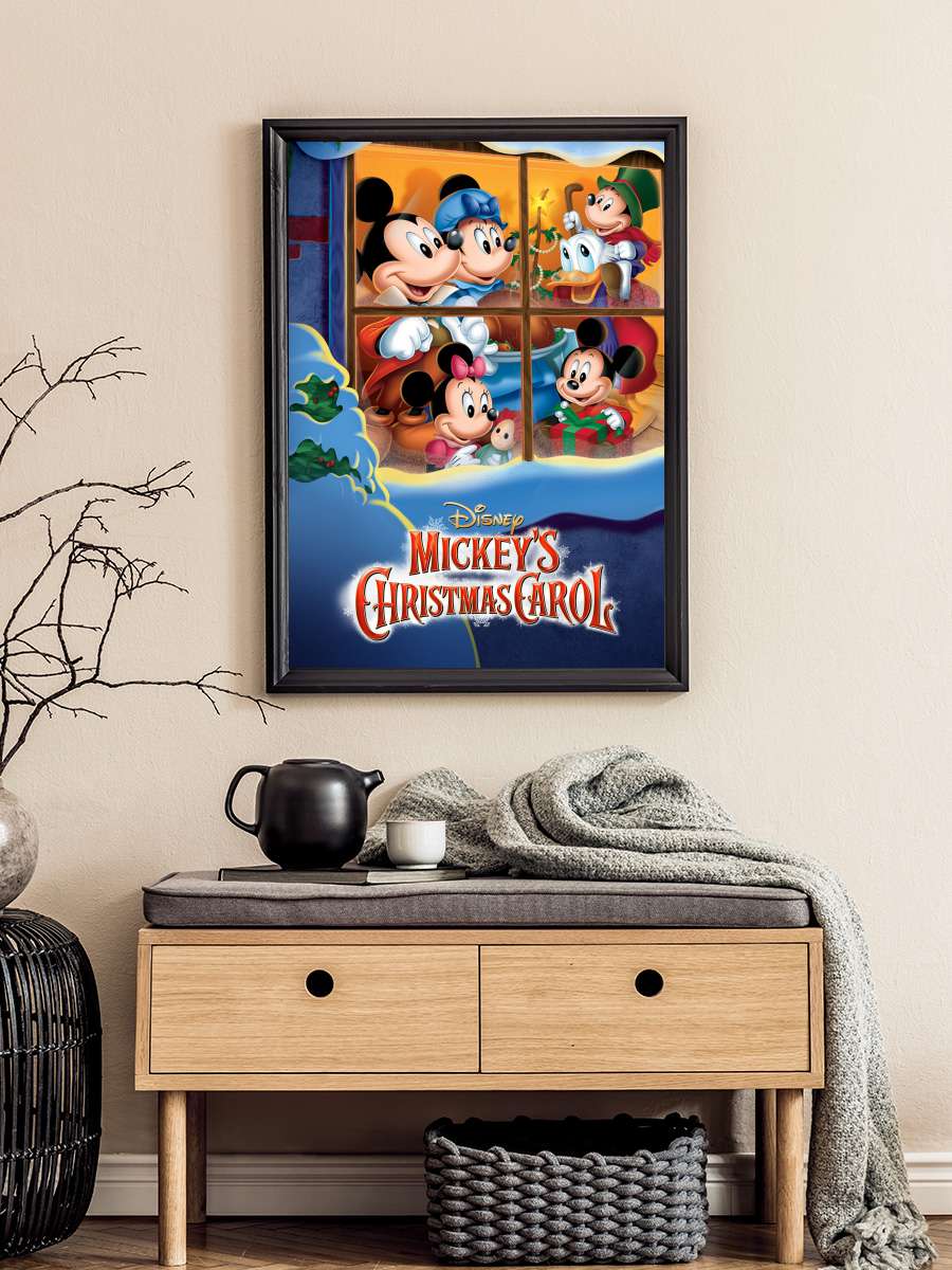 Mickey'nin Noel Hediyesi - Mickey's Christmas Carol Film Tablo Siyah Çerçeveli Film Poster Afiş Tablo