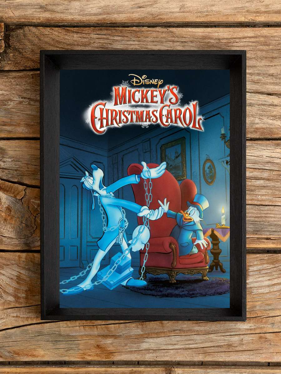 Mickey'nin Noel Hediyesi - Mickey's Christmas Carol Film Tablo Siyah Çerçeveli Film Poster Afiş Tablo