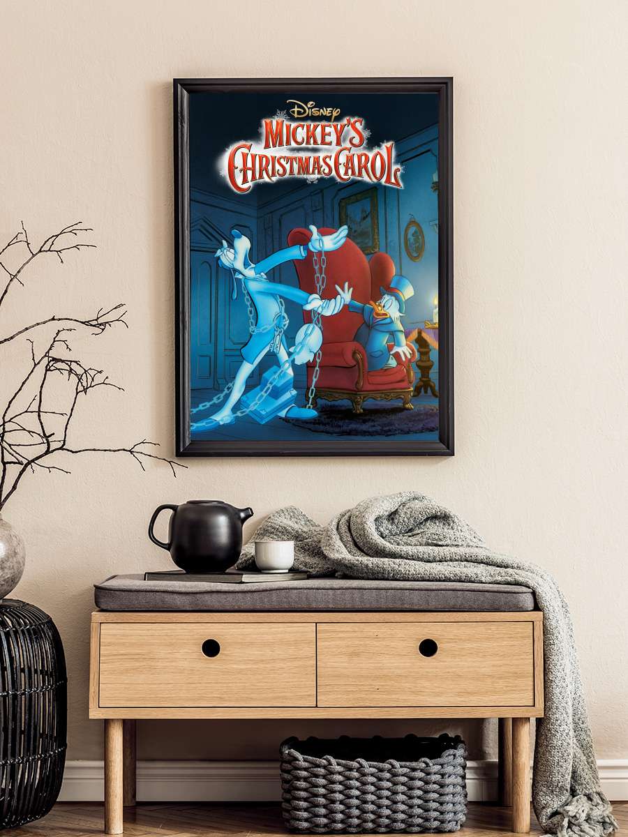 Mickey'nin Noel Hediyesi - Mickey's Christmas Carol Film Tablo Siyah Çerçeveli Film Poster Afiş Tablo