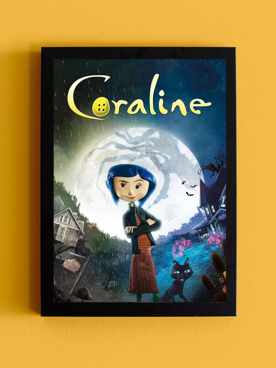 Koralin ve Gizli Dünya - Coraline Film Tablo Siyah Çerçeveli Film Poster Afiş Tablo