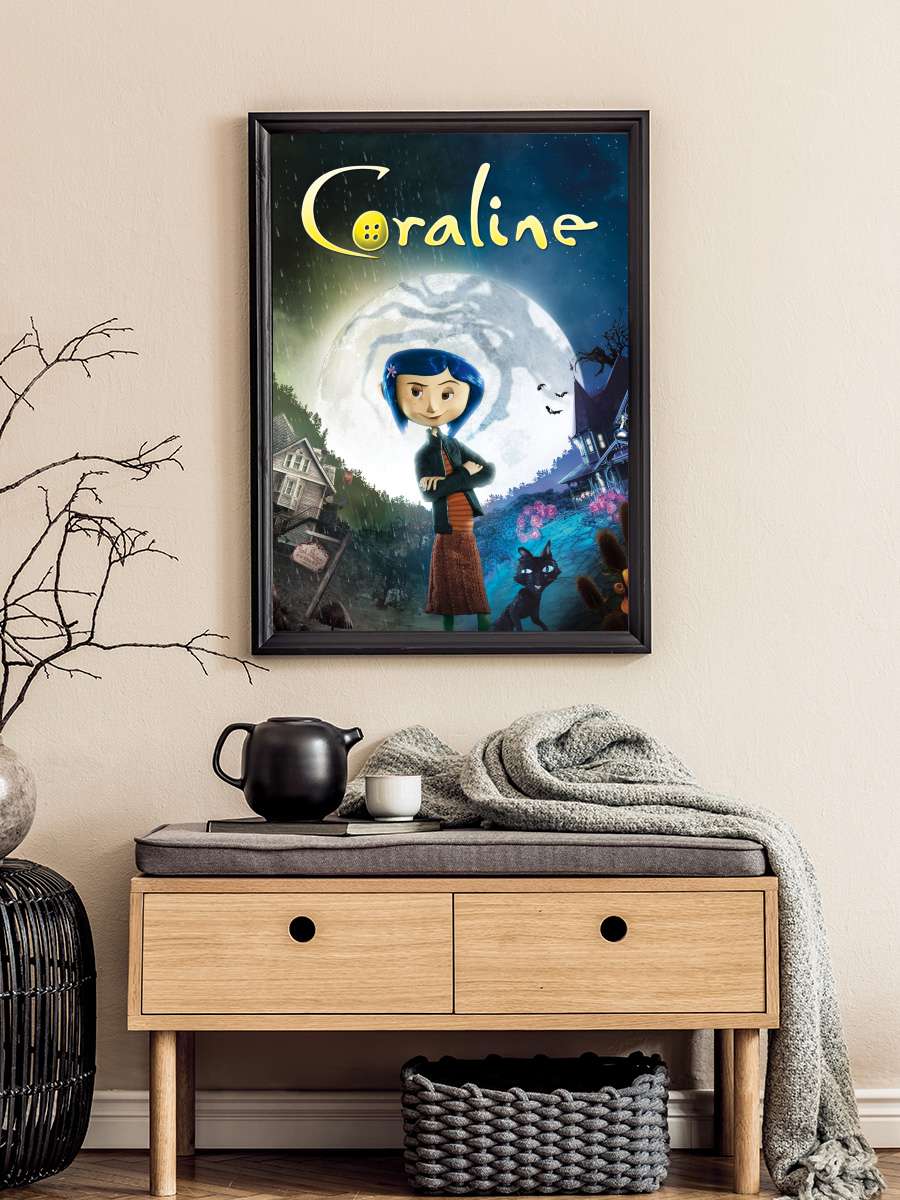 Koralin ve Gizli Dünya - Coraline Film Tablo Siyah Çerçeveli Film Poster Afiş Tablo