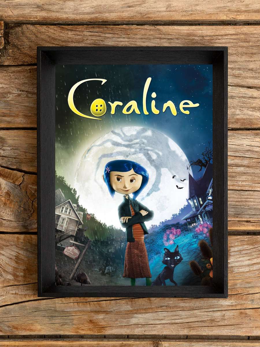 Koralin ve Gizli Dünya - Coraline Film Tablo Siyah Çerçeveli Film Poster Afiş Tablo