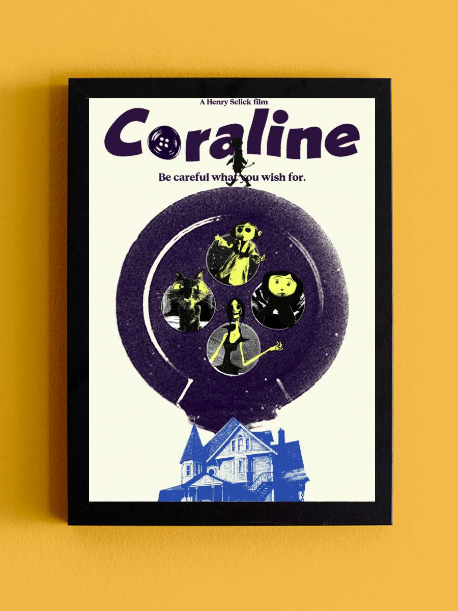 Koralin ve Gizli Dünya - Coraline Film Tablo Siyah Çerçeveli Film Poster Afiş Tablo