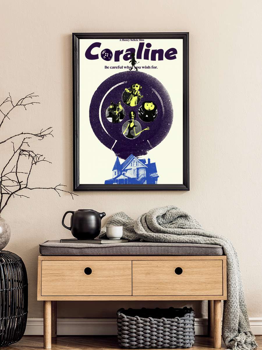 Koralin ve Gizli Dünya - Coraline Film Tablo Siyah Çerçeveli Film Poster Afiş Tablo