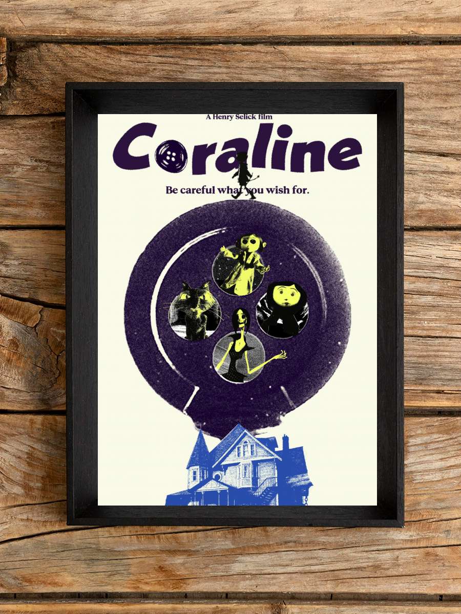 Koralin ve Gizli Dünya - Coraline Film Tablo Siyah Çerçeveli Film Poster Afiş Tablo