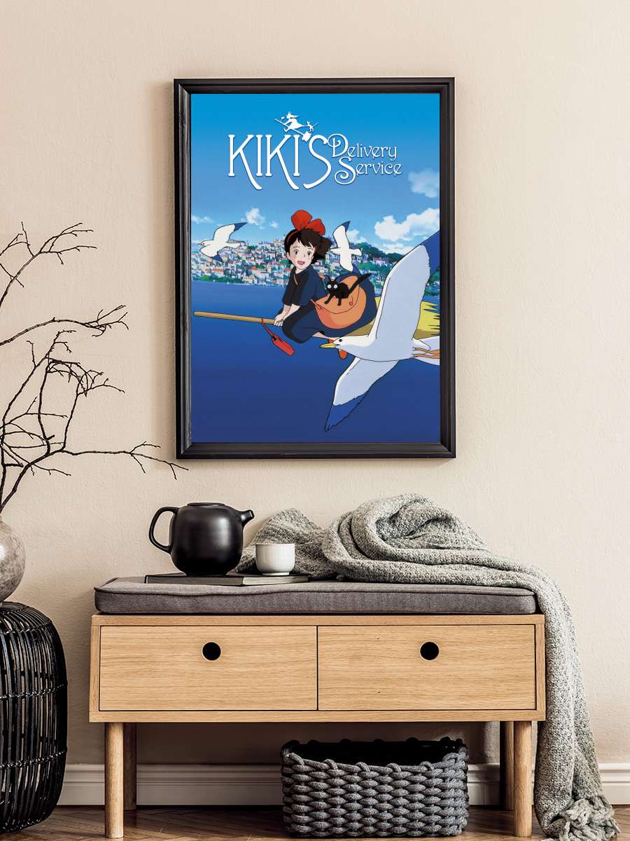 Küçük Cadı Kiki - 魔女の宅急便 Film Tablo Siyah Çerçeveli Film Poster Afiş Tablo