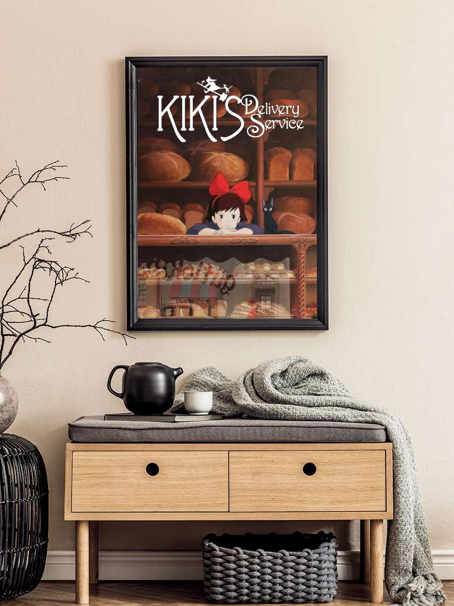 Küçük Cadı Kiki - 魔女の宅急便 Film Tablo Siyah Çerçeveli Film Poster Afiş Tablo