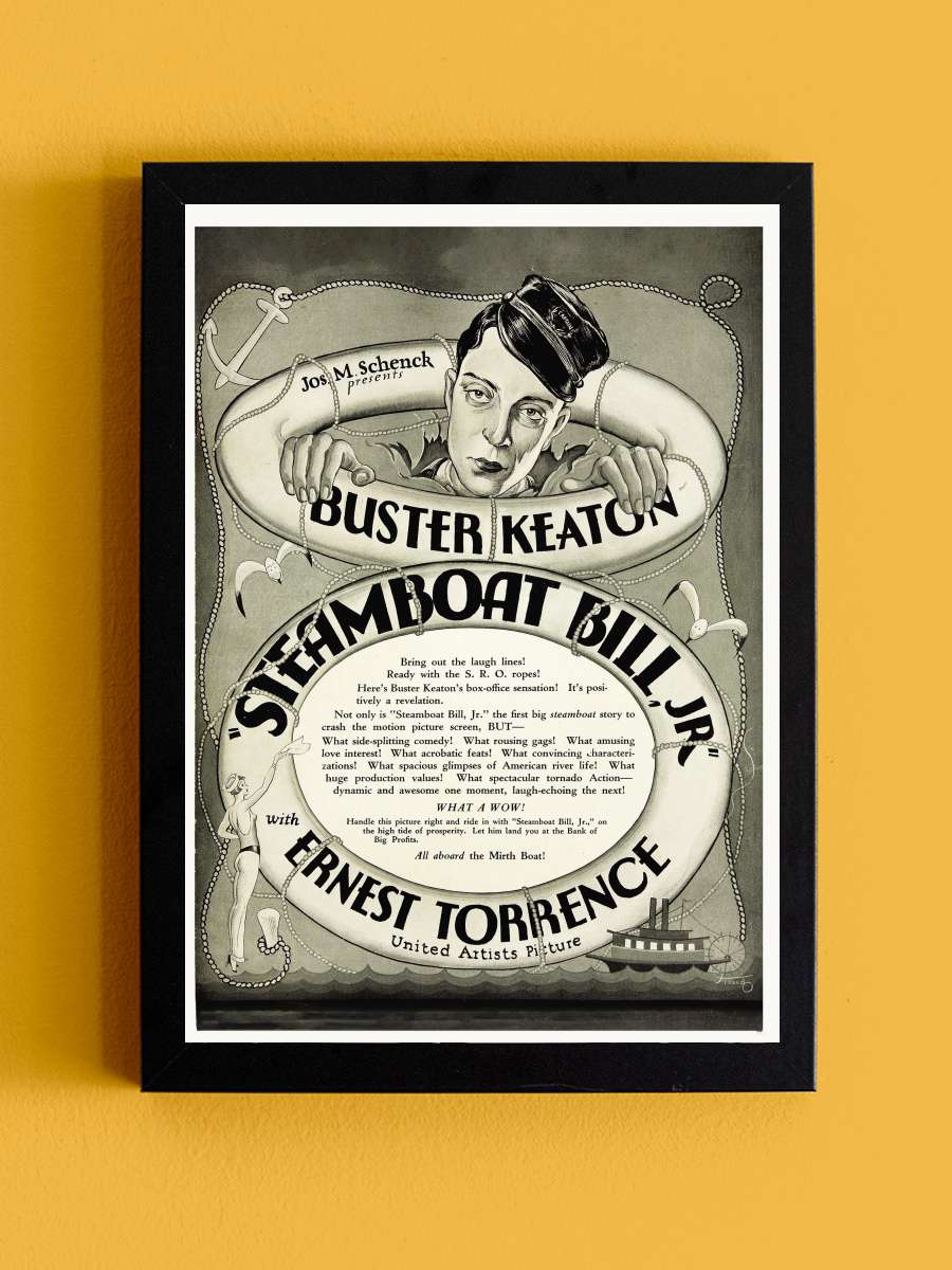 Bill'in Buharlı Gemisi - Steamboat Bill, Jr. Film Tablo Siyah Çerçeveli Film Poster Afiş Tablo