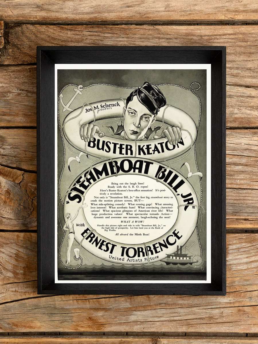 Bill'in Buharlı Gemisi - Steamboat Bill, Jr. Film Tablo Siyah Çerçeveli Film Poster Afiş Tablo