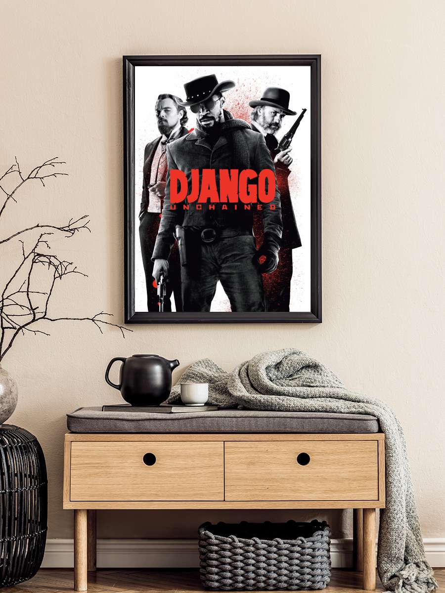 Zincirsiz - Django Unchained Film Tablo Siyah Çerçeveli Film Poster Afiş Tablo