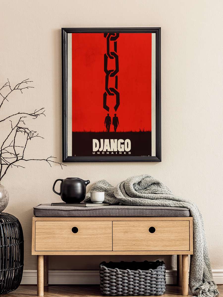 Zincirsiz - Django Unchained Film Tablo Siyah Çerçeveli Film Poster Afiş Tablo