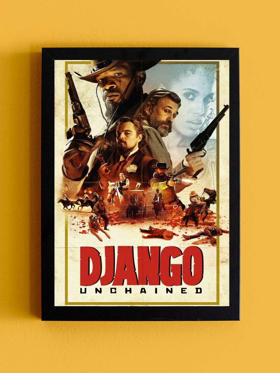 Zincirsiz - Django Unchained Film Tablo Siyah Çerçeveli Film Poster Afiş Tablo