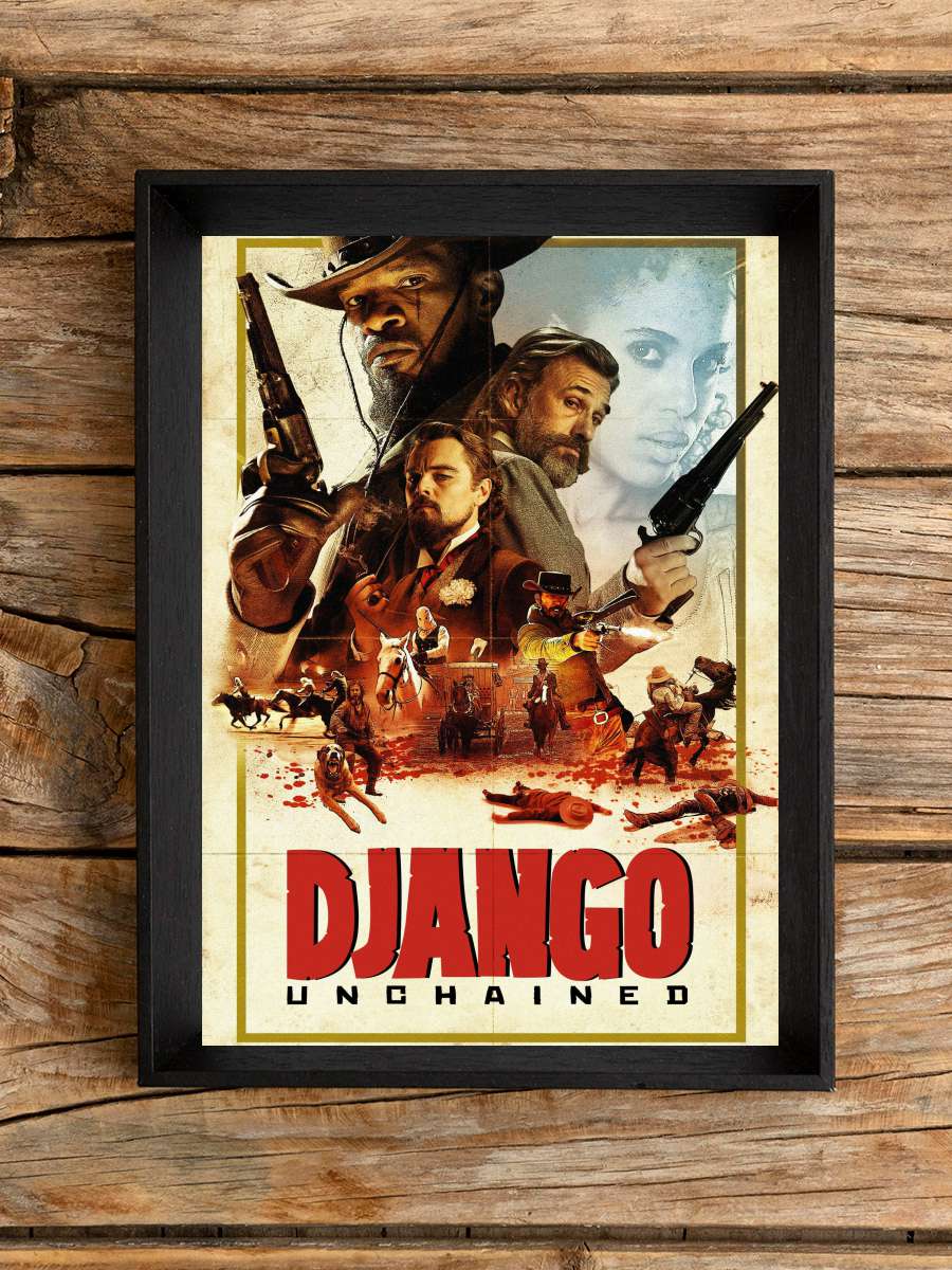 Zincirsiz - Django Unchained Film Tablo Siyah Çerçeveli Film Poster Afiş Tablo