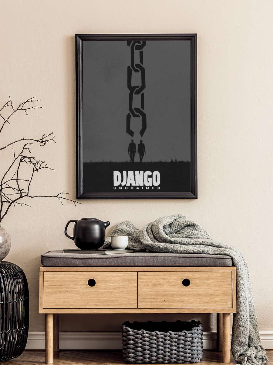 Zincirsiz - Django Unchained Film Tablo Siyah Çerçeveli Film Poster Afiş Tablo