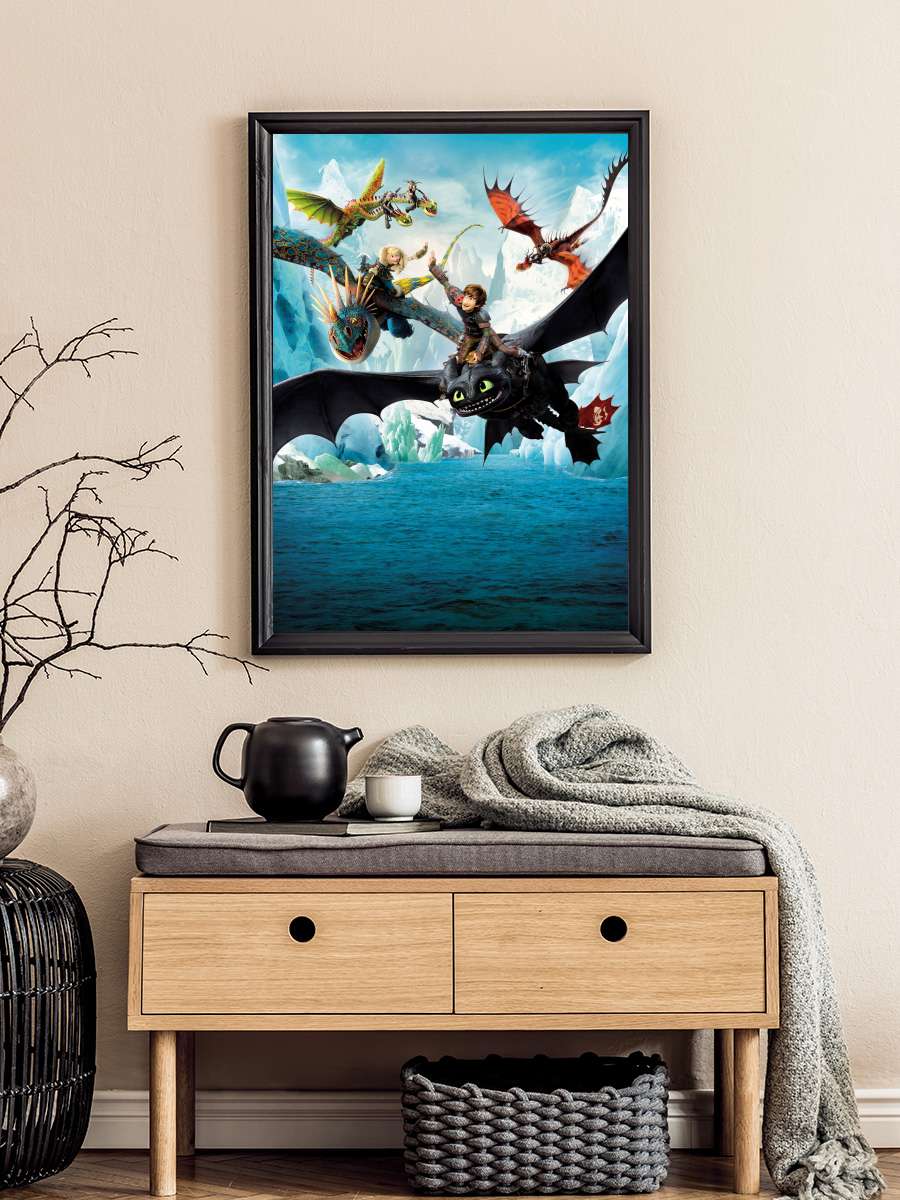 Ejderhanı Nasıl Eğitirsin 2 - How to Train Your Dragon 2 Film Tablo Siyah Çerçeveli Film Poster Afiş Tablo