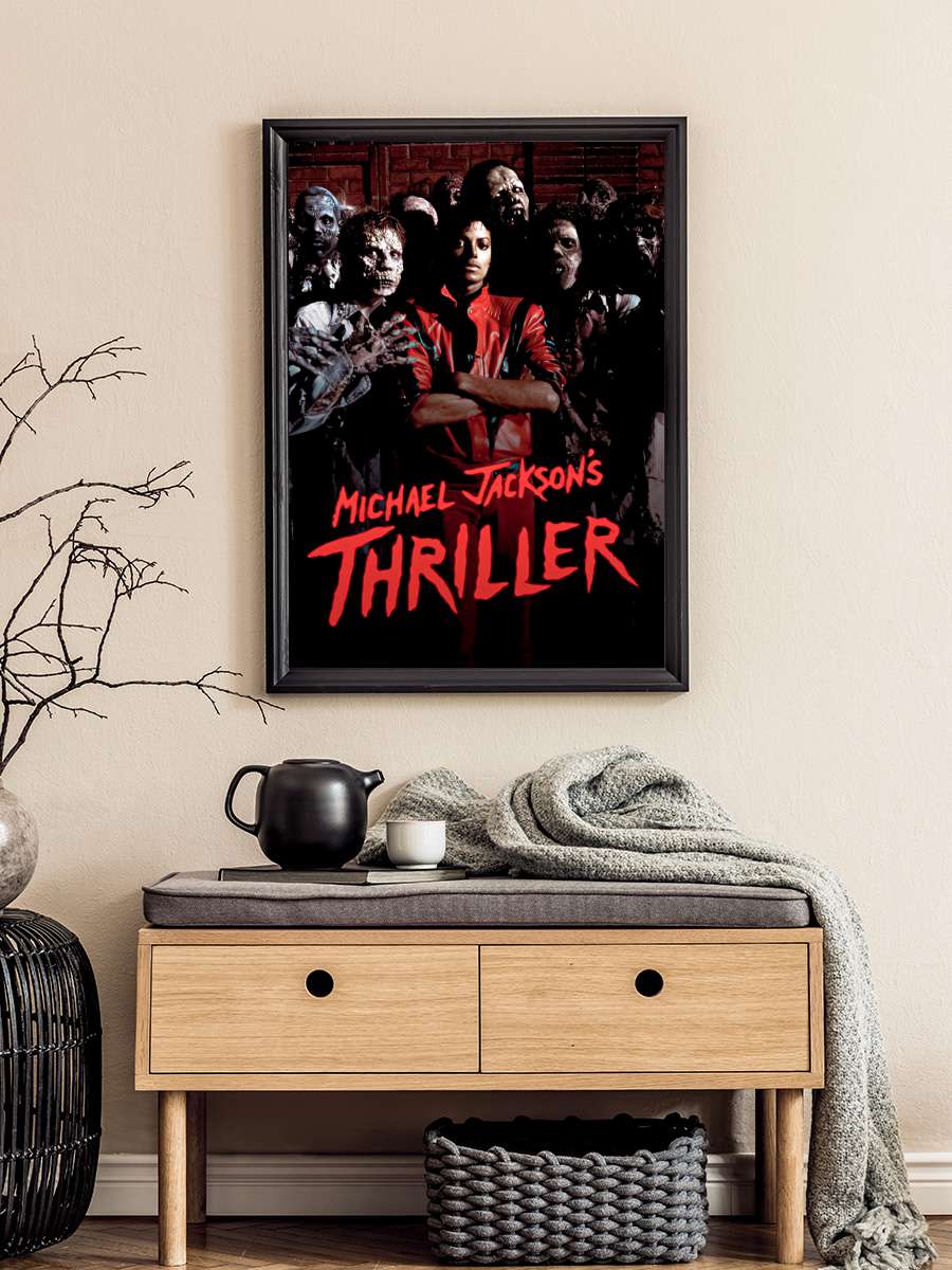 Michael Jackson's Thriller Film Tablo Siyah Çerçeveli Film Poster Afiş Tablo