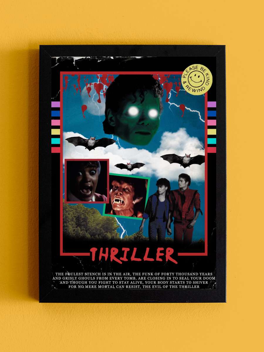 Michael Jackson's Thriller Film Tablo Siyah Çerçeveli Film Poster Afiş Tablo