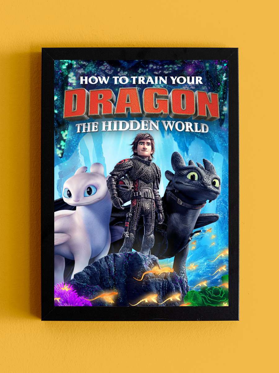 Ejderhanı Nasıl Eğitirsin 3: Gizli Dünya - How to Train Your Dragon: The Hidden World Film Tablo Siyah Çerçeveli Film Poster Afiş Tablo