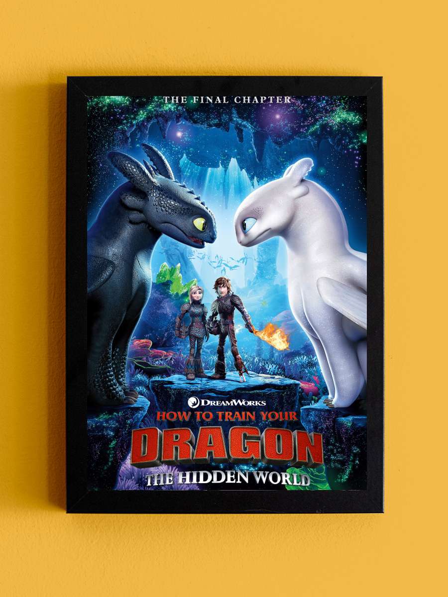 Ejderhanı Nasıl Eğitirsin 3: Gizli Dünya - How to Train Your Dragon: The Hidden World Film Tablo Siyah Çerçeveli Film Poster Afiş Tablo