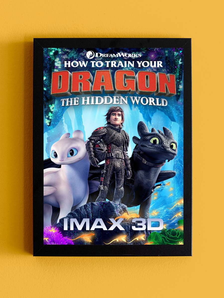 Ejderhanı Nasıl Eğitirsin 3: Gizli Dünya - How to Train Your Dragon: The Hidden World Film Tablo Siyah Çerçeveli Film Poster Afiş Tablo