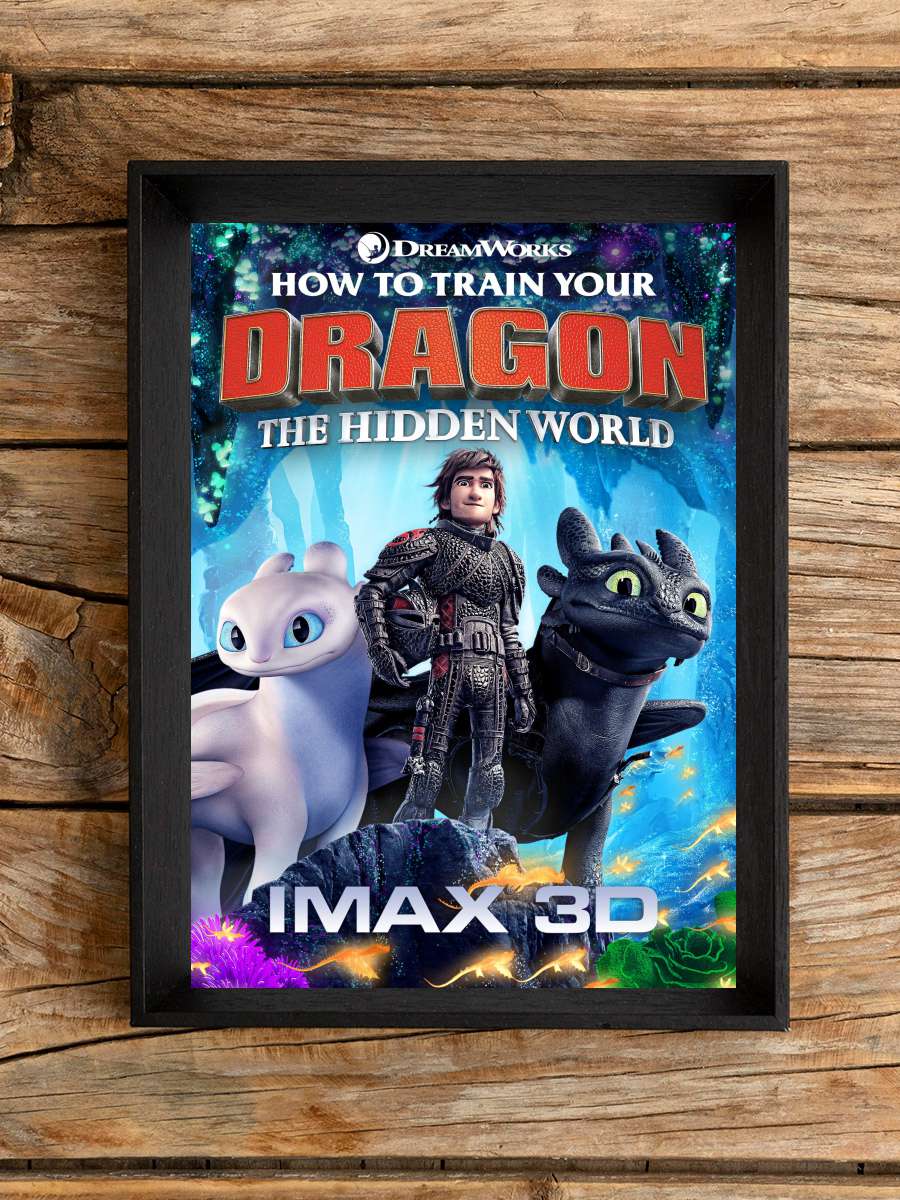 Ejderhanı Nasıl Eğitirsin 3: Gizli Dünya - How to Train Your Dragon: The Hidden World Film Tablo Siyah Çerçeveli Film Poster Afiş Tablo