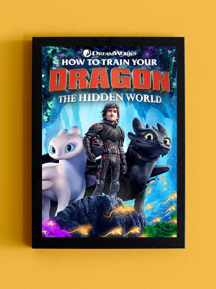 Ejderhanı Nasıl Eğitirsin 3: Gizli Dünya - How to Train Your Dragon: The Hidden World Film Tablo Siyah Çerçeveli Film Poster Afiş Tablo