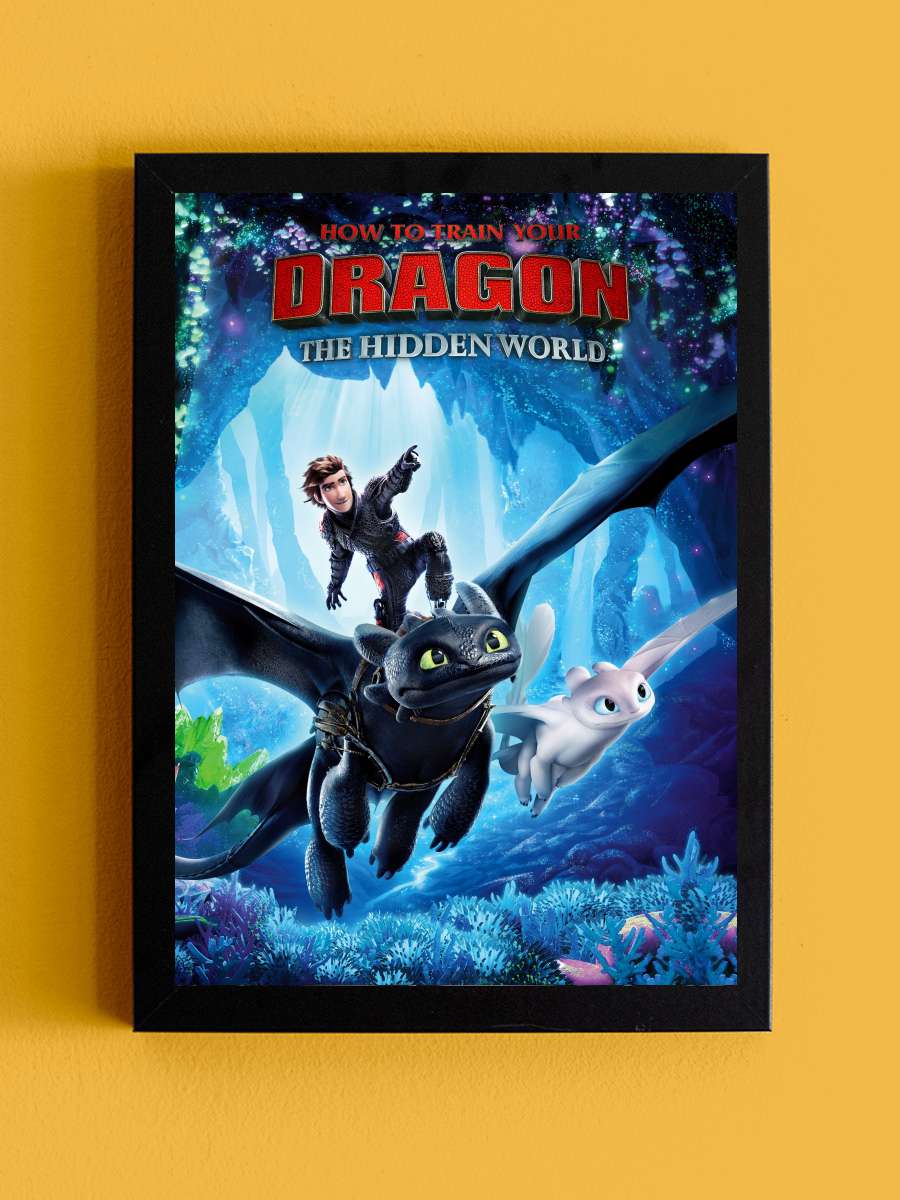 Ejderhanı Nasıl Eğitirsin 3: Gizli Dünya - How to Train Your Dragon: The Hidden World Film Tablo Siyah Çerçeveli Film Poster Afiş Tablo