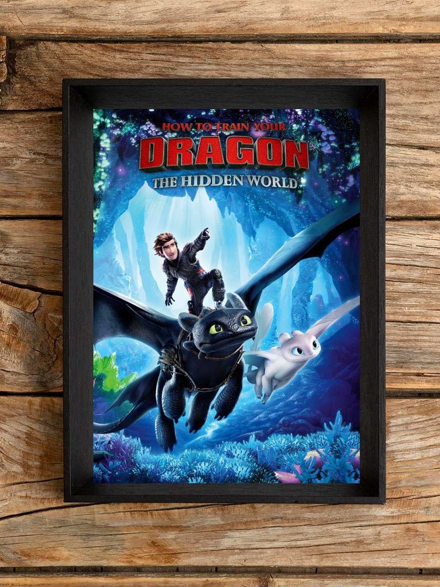 Ejderhanı Nasıl Eğitirsin 3: Gizli Dünya - How to Train Your Dragon: The Hidden World Film Tablo Siyah Çerçeveli Film Poster Afiş Tablo