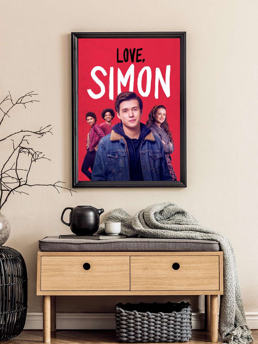 Sevgiler, Simon - Love, Simon Film Tablo Siyah Çerçeveli Film Poster Afiş Tablo