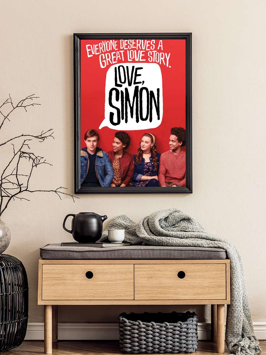 Sevgiler, Simon - Love, Simon Film Tablo Siyah Çerçeveli Film Poster Afiş Tablo