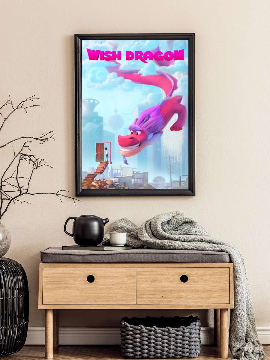 Sihirli Ejder - Wish Dragon Film Tablo Siyah Çerçeveli Film Poster Afiş Tablo