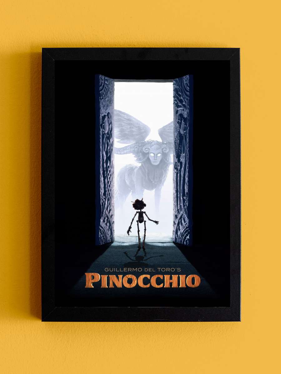 Guillermo del Toro sunar: Pinokyo - Guillermo del Toro's Pinocchio Film Tablo Siyah Çerçeveli Film Poster Afiş Tablo