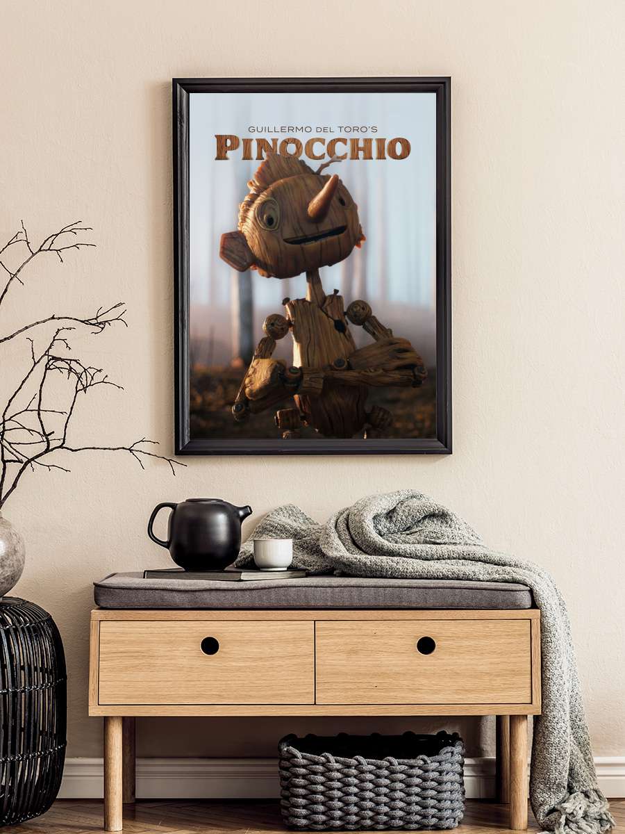 Guillermo del Toro sunar: Pinokyo - Guillermo del Toro's Pinocchio Film Tablo Siyah Çerçeveli Film Poster Afiş Tablo